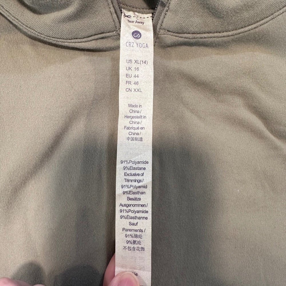 CRZ YOGA Quarter Zip Pullover Womens XL Sage Green Ribbed Thumbhole Activewear - Picture 7 of 10